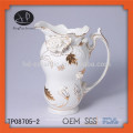 Neues Produkt Keramik geprägt Gold Spitze Teekanne und Wasserkocher Set Teekanne